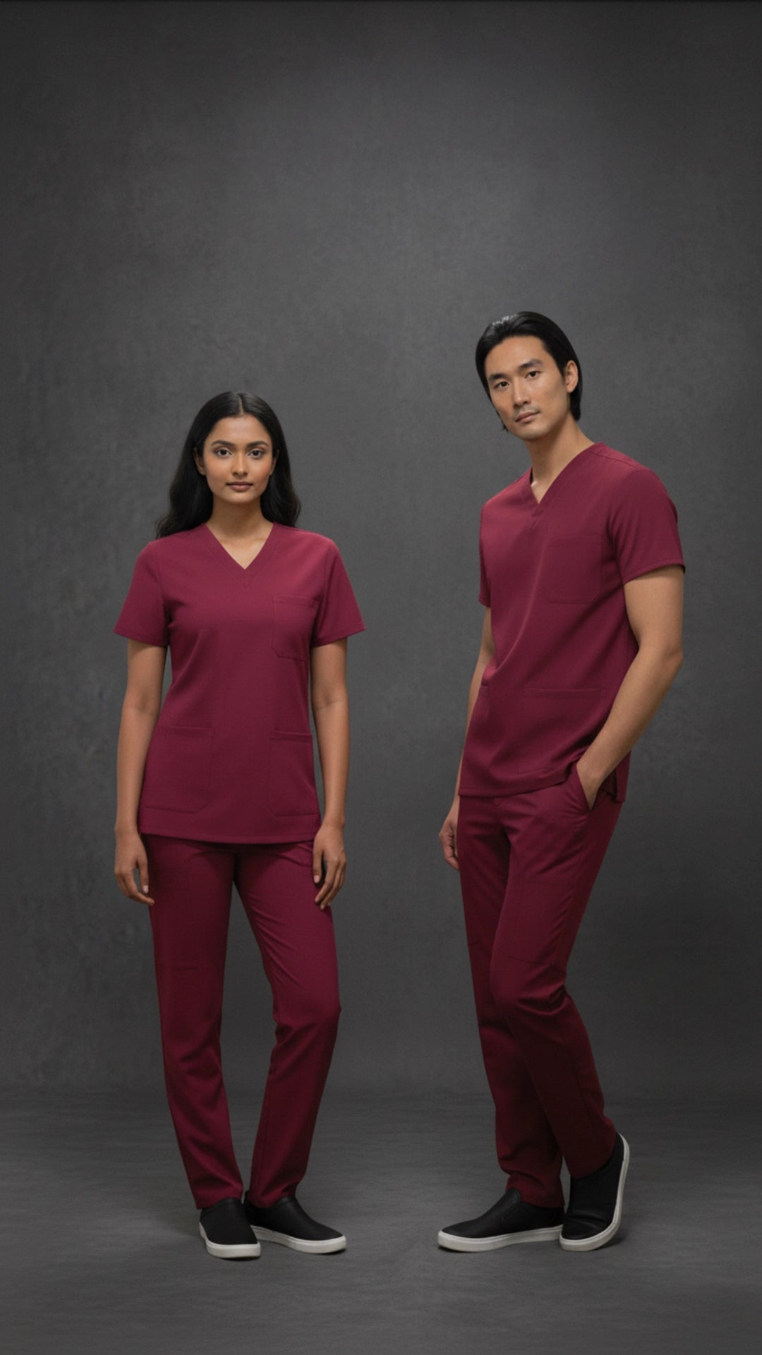 Maroon Unisex Scrub Tunic – V-Neck Professional Medical Workwear