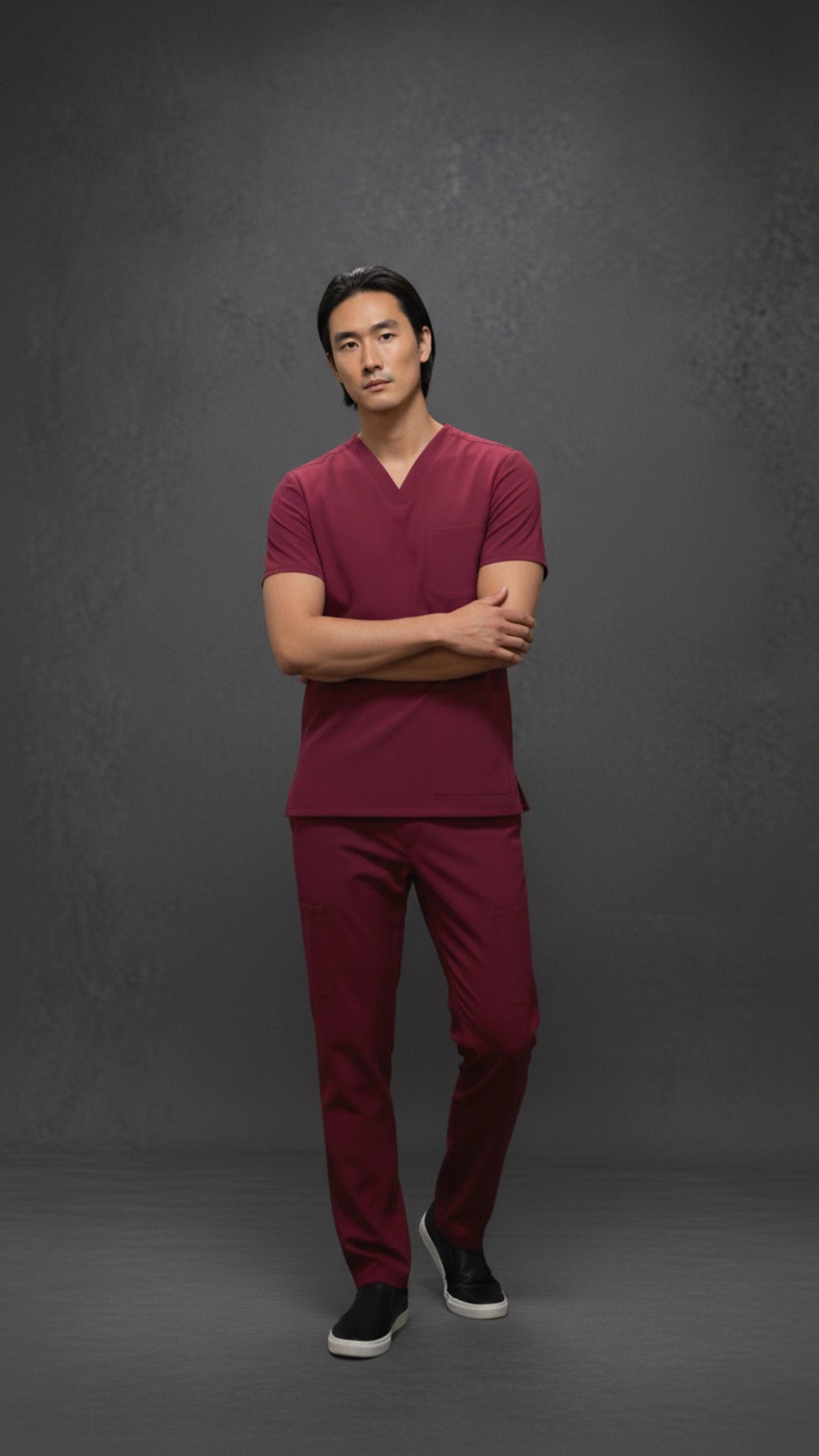 Maroon Unisex Scrub Tunic – V-Neck Professional Medical Workwear