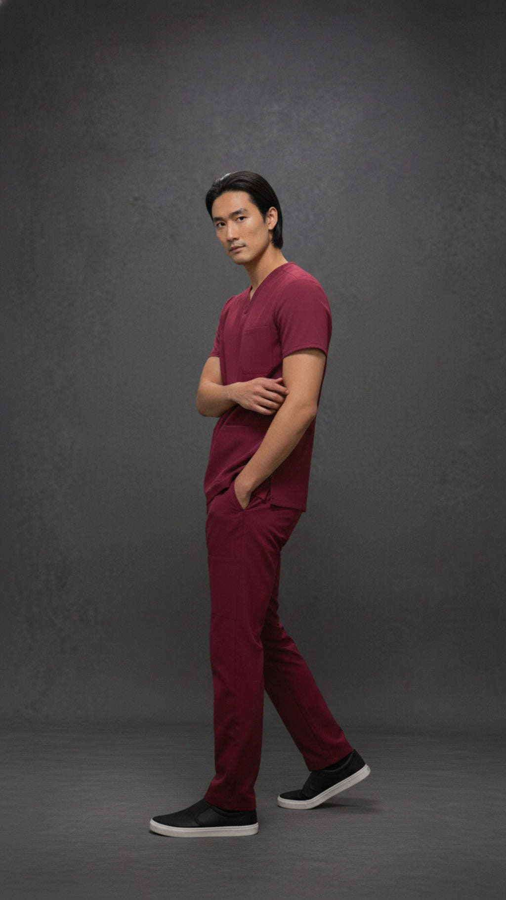 Maroon Unisex Scrub Tunic – V-Neck Professional Medical Workwear