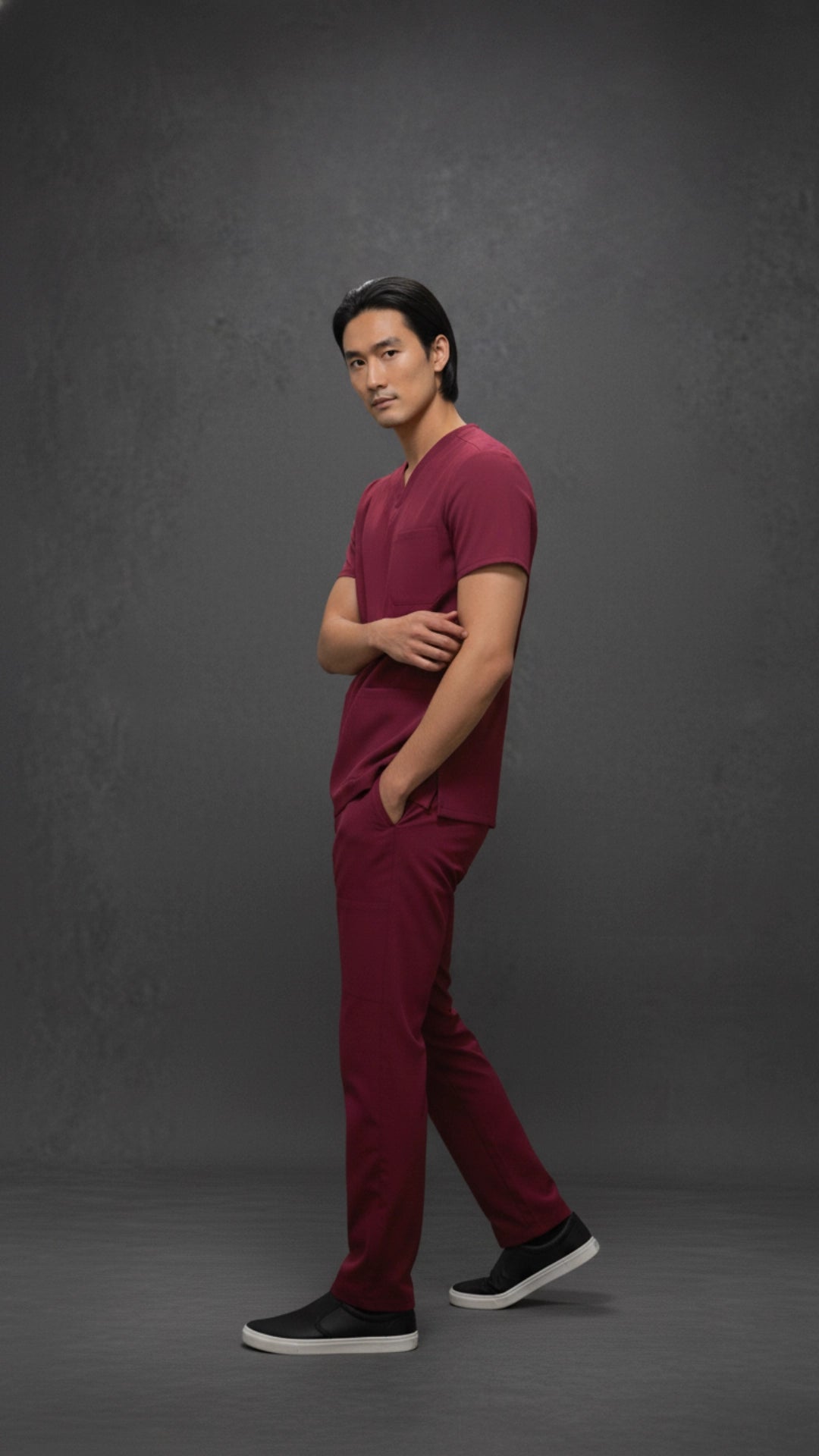 Maroon Unisex Scrub Tunic – V-Neck Professional Medical Workwear
