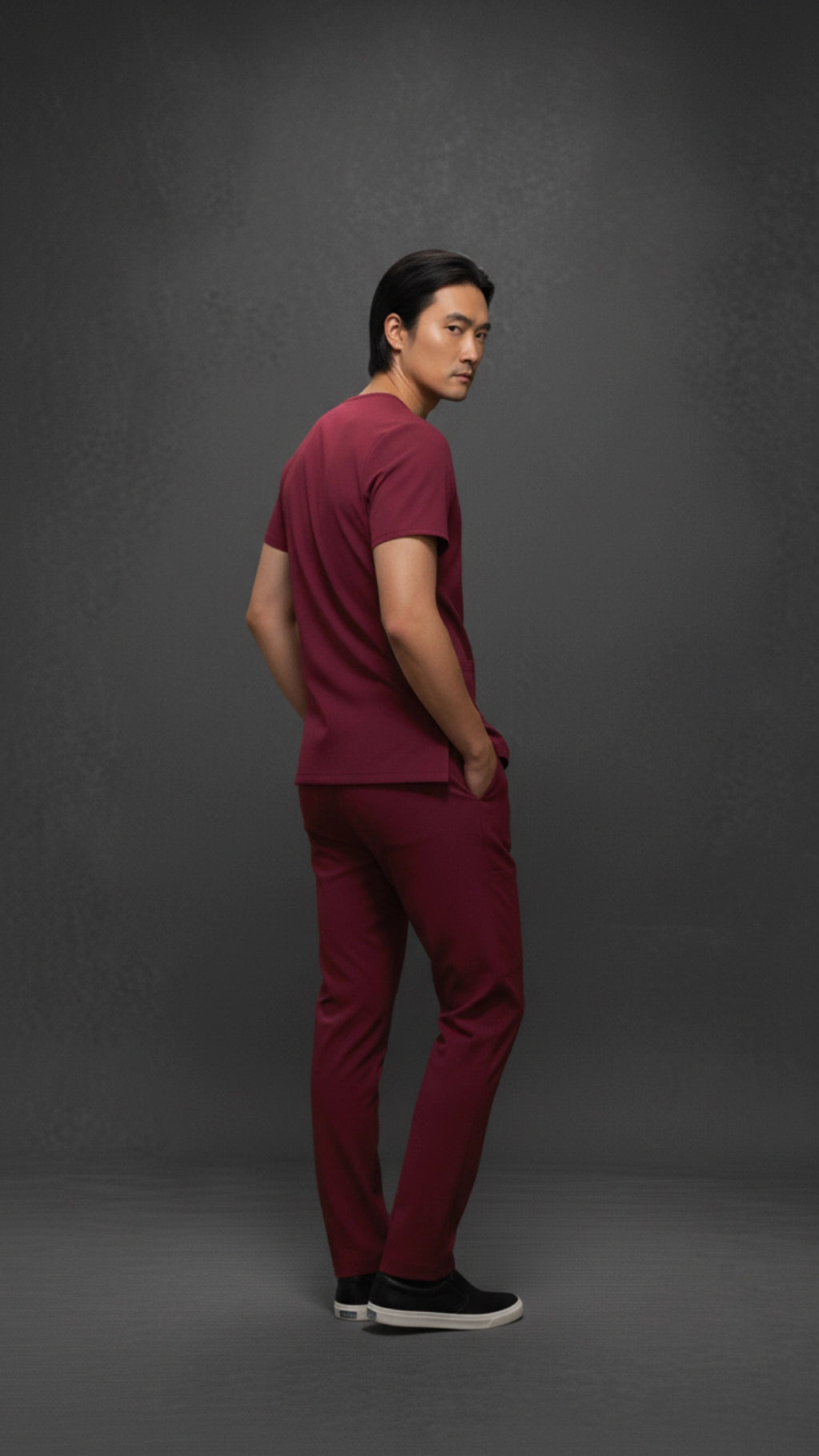 Maroon Unisex Scrub Tunic – V-Neck Professional Medical Workwear