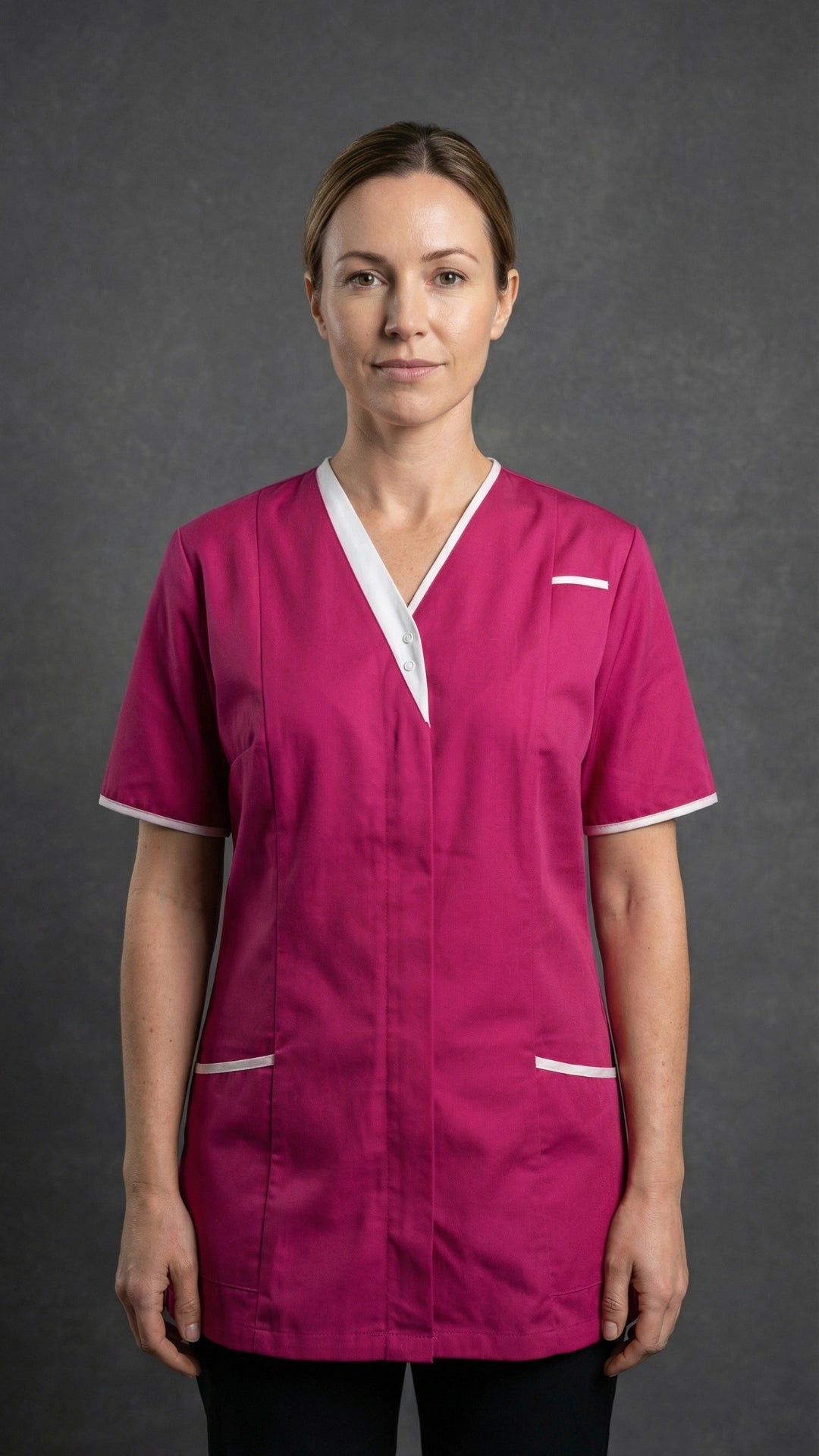 Dark Pink Women’s Premium Clinic Tunic with Contrast Trim