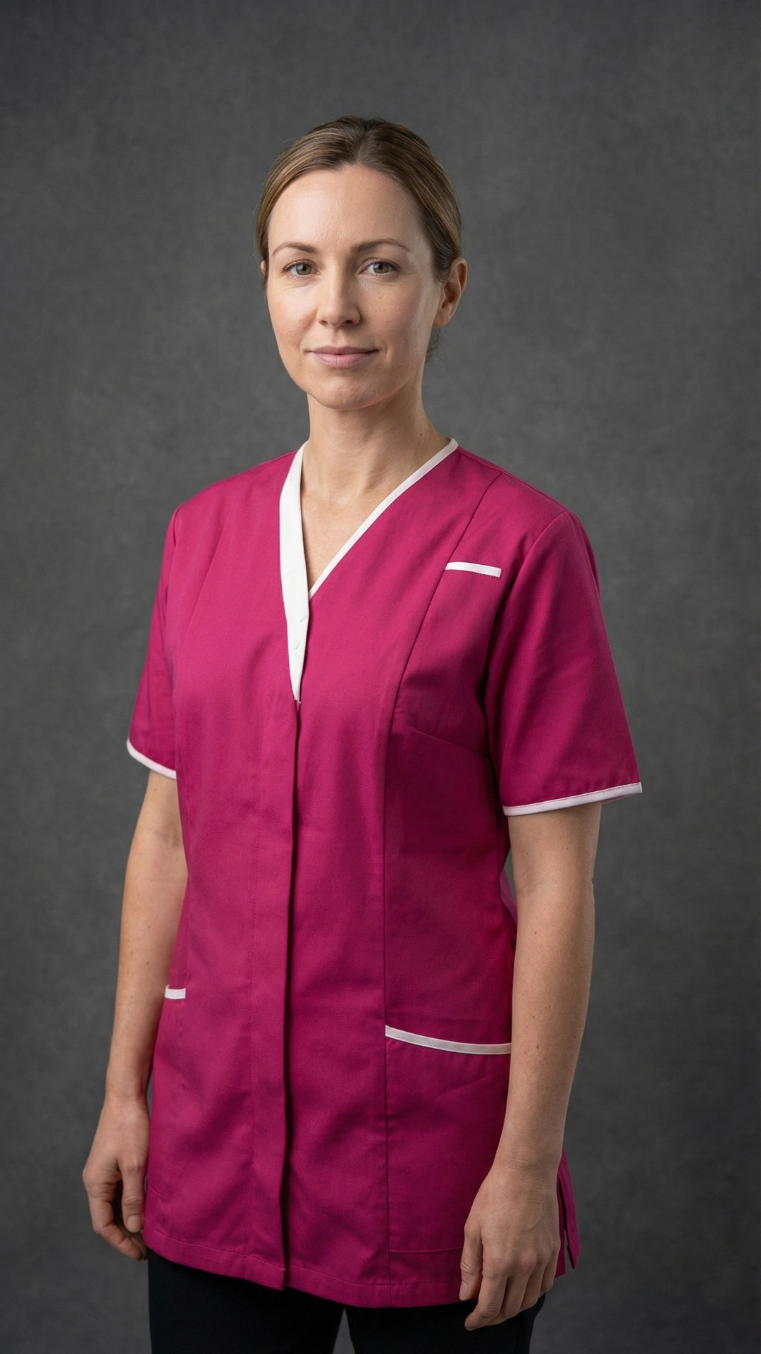 Dark Pink Women’s Premium Clinic Tunic with Contrast Trim