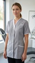 Grey Women’s Healthcare Tunic with White Trim