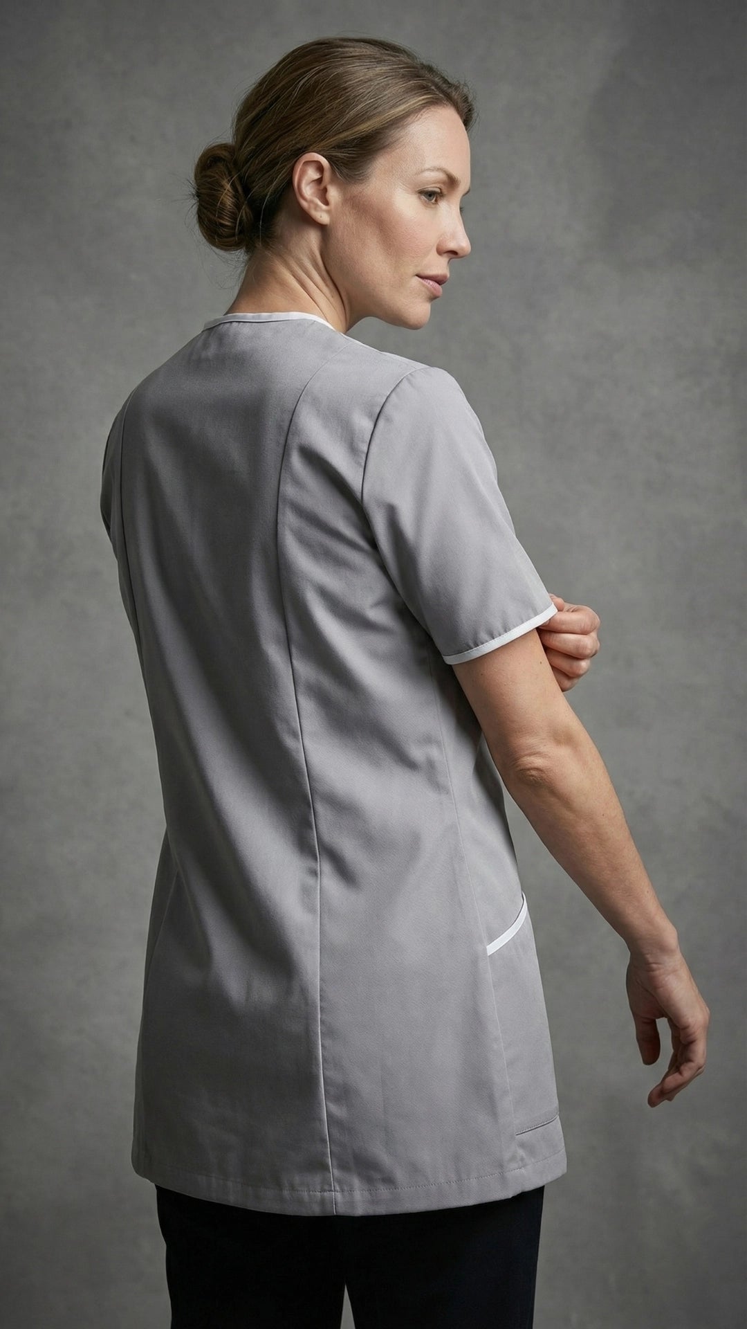Grey Women’s Healthcare Tunic with White Trim