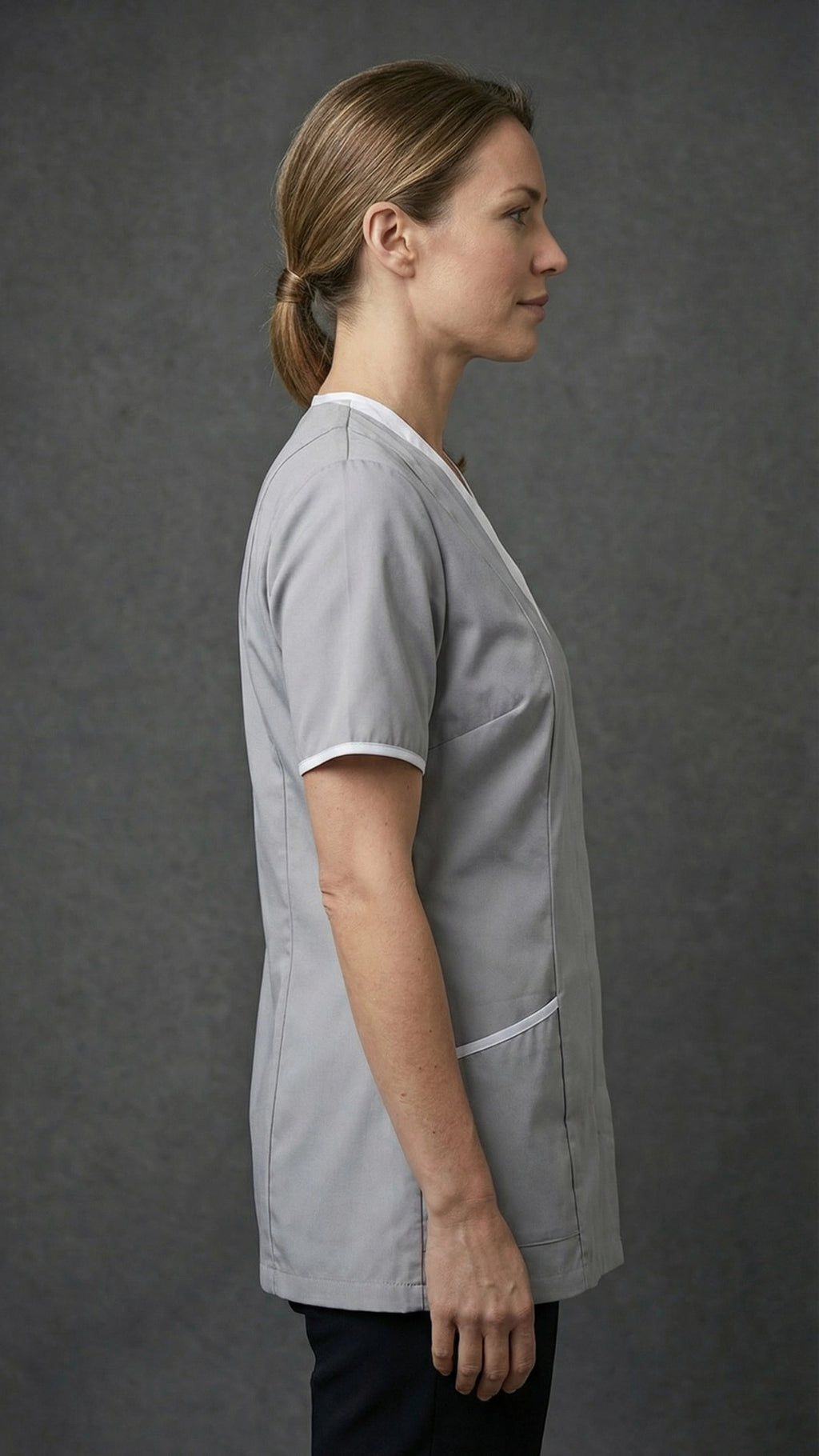 Grey Women’s Healthcare Tunic with White Trim