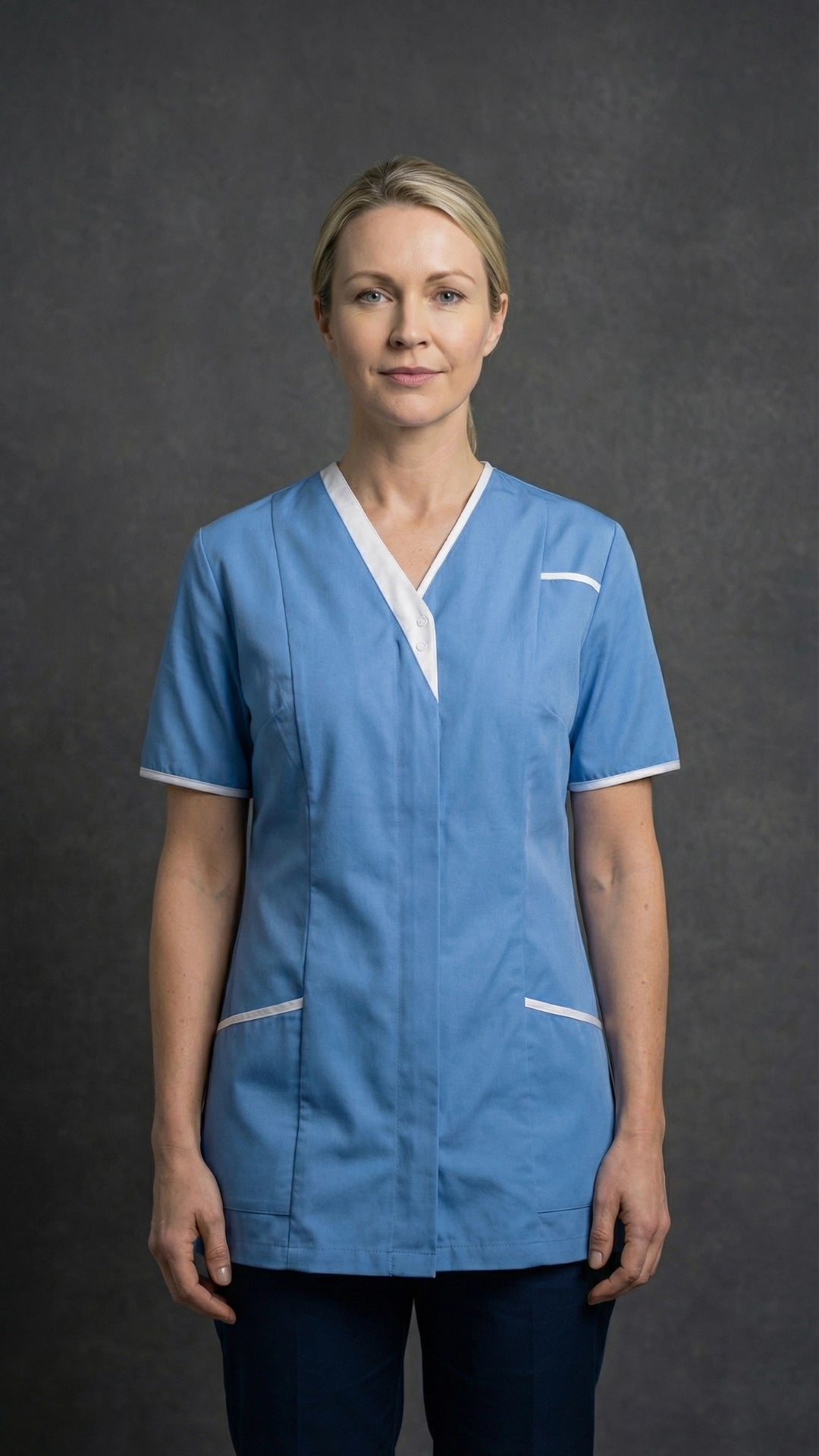 Women’s Hospital Blue Healthcare Tunic with Contrast Trim