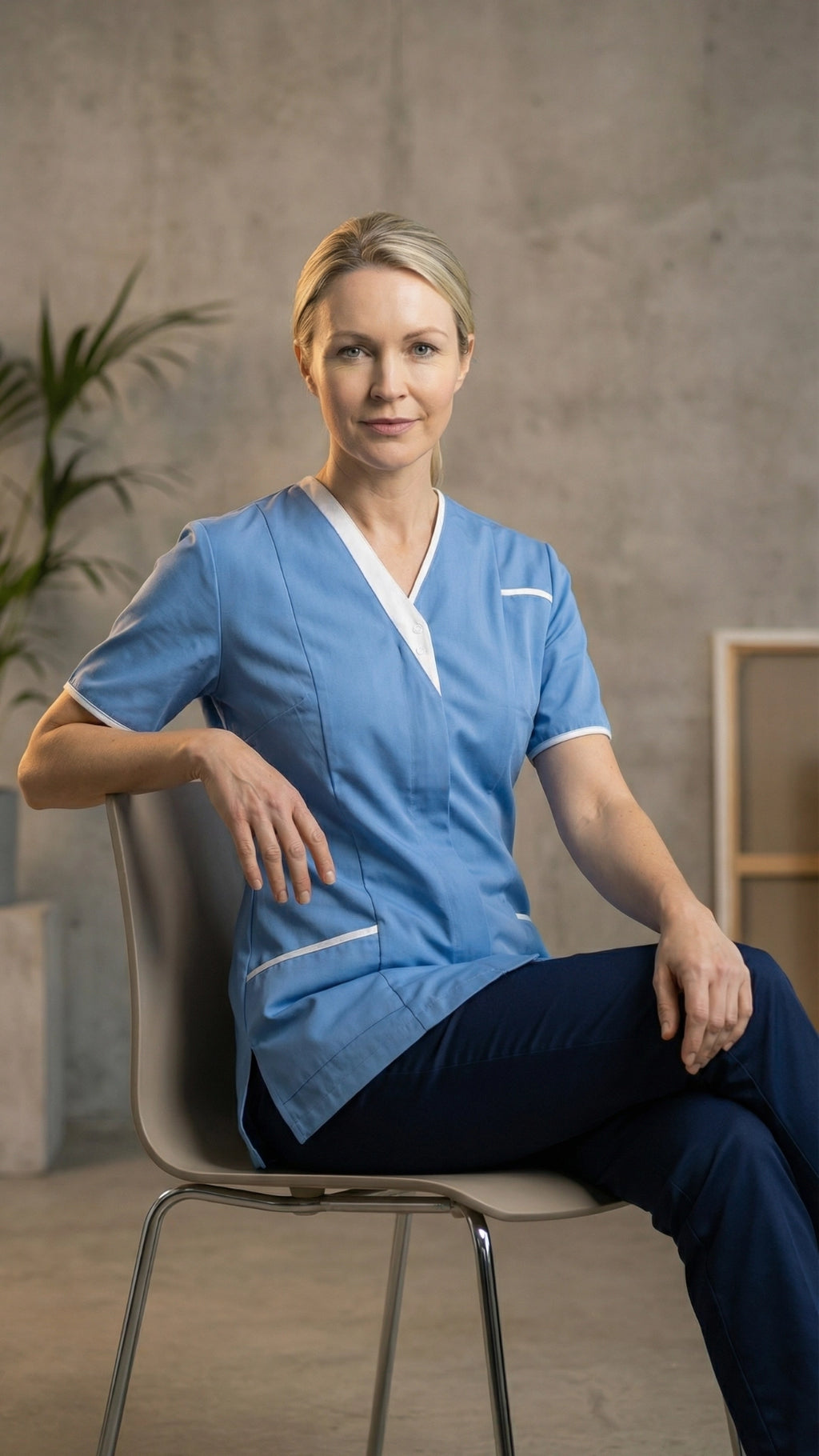 Women’s Hospital Blue Healthcare Tunic with Contrast Trim