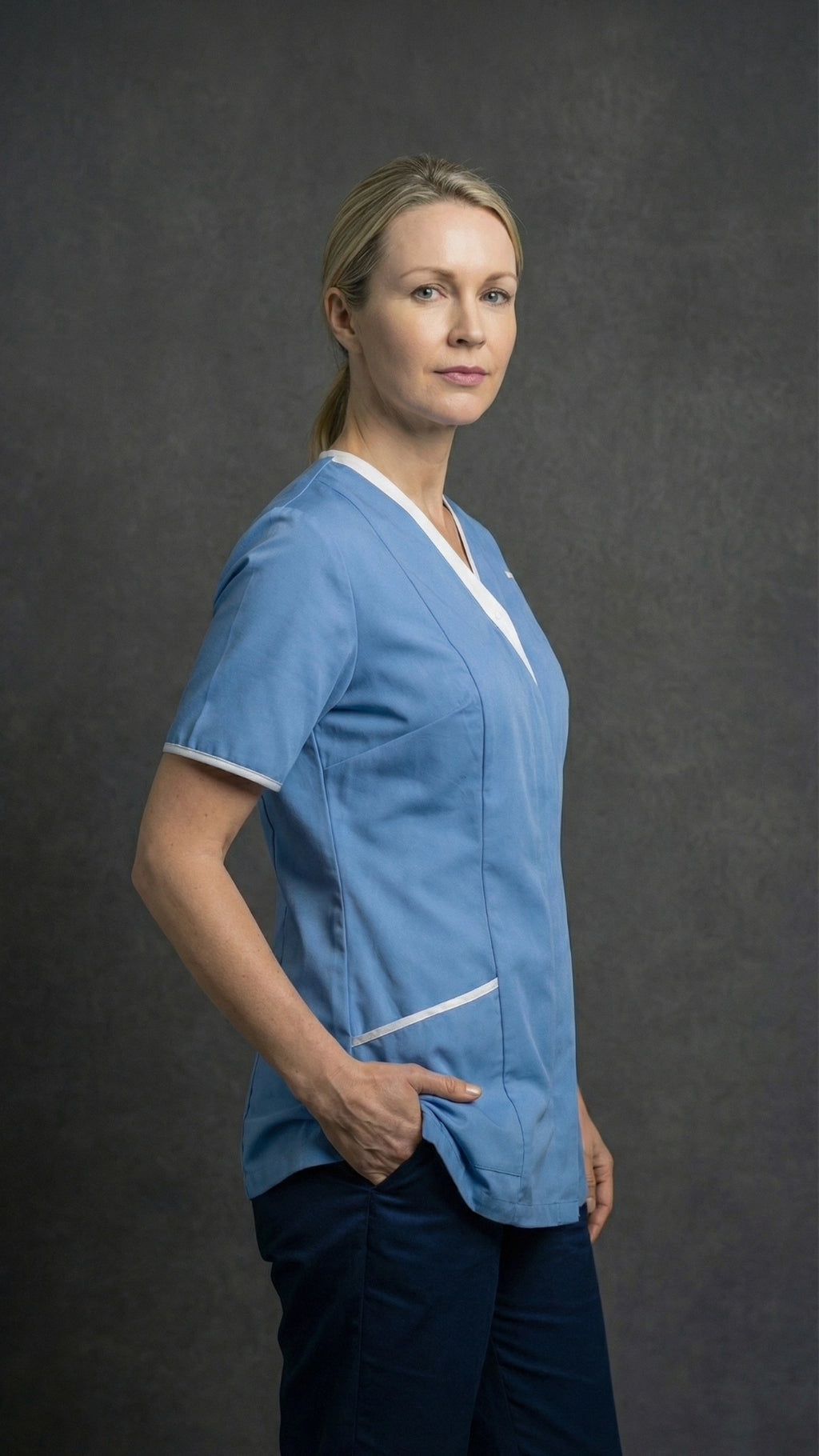 Women’s Hospital Blue Healthcare Tunic with Contrast Trim