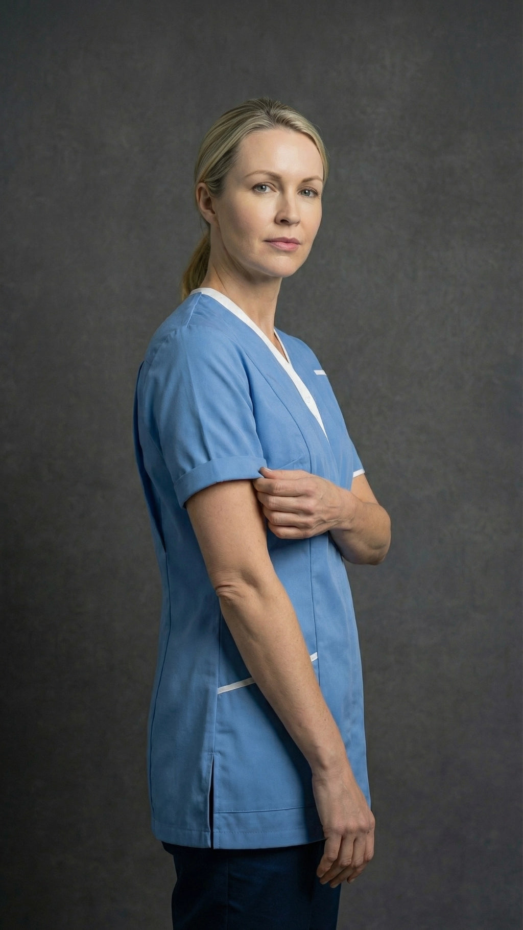 Women’s Hospital Blue Healthcare Tunic with Contrast Trim