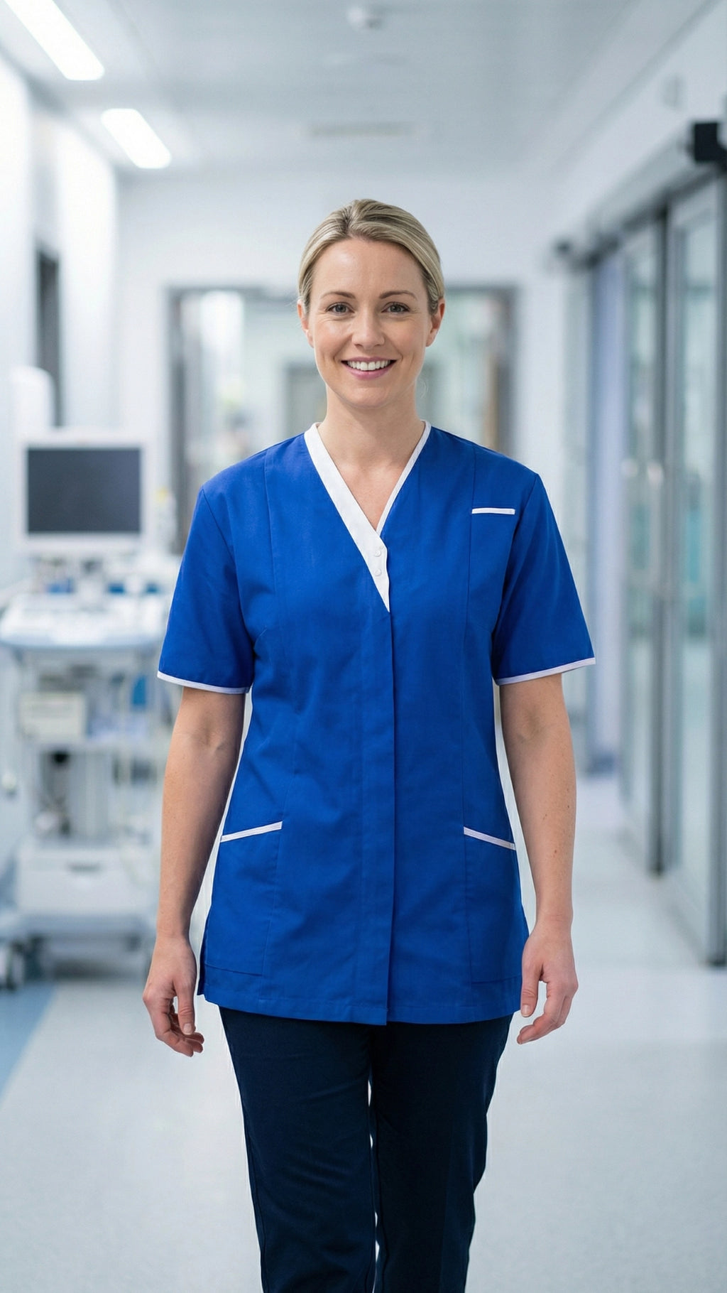 Royal Blue Women’s Premium Clinic Tunic with Contrast Trim