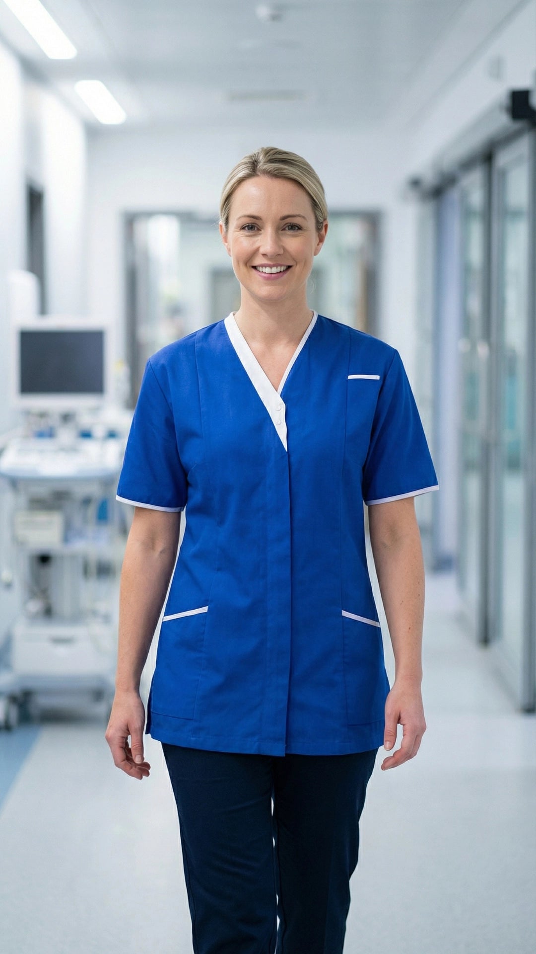 Royal Blue Women’s Premium Clinic Tunic with Contrast Trim