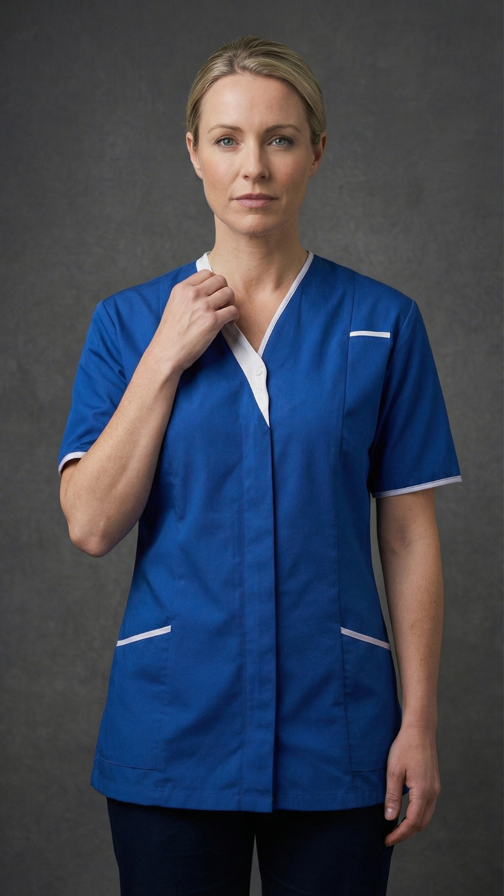 Royal Blue Women’s Premium Clinic Tunic with Contrast Trim