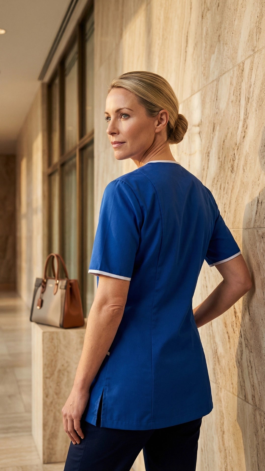 Royal Blue Women’s Premium Clinic Tunic with Contrast Trim