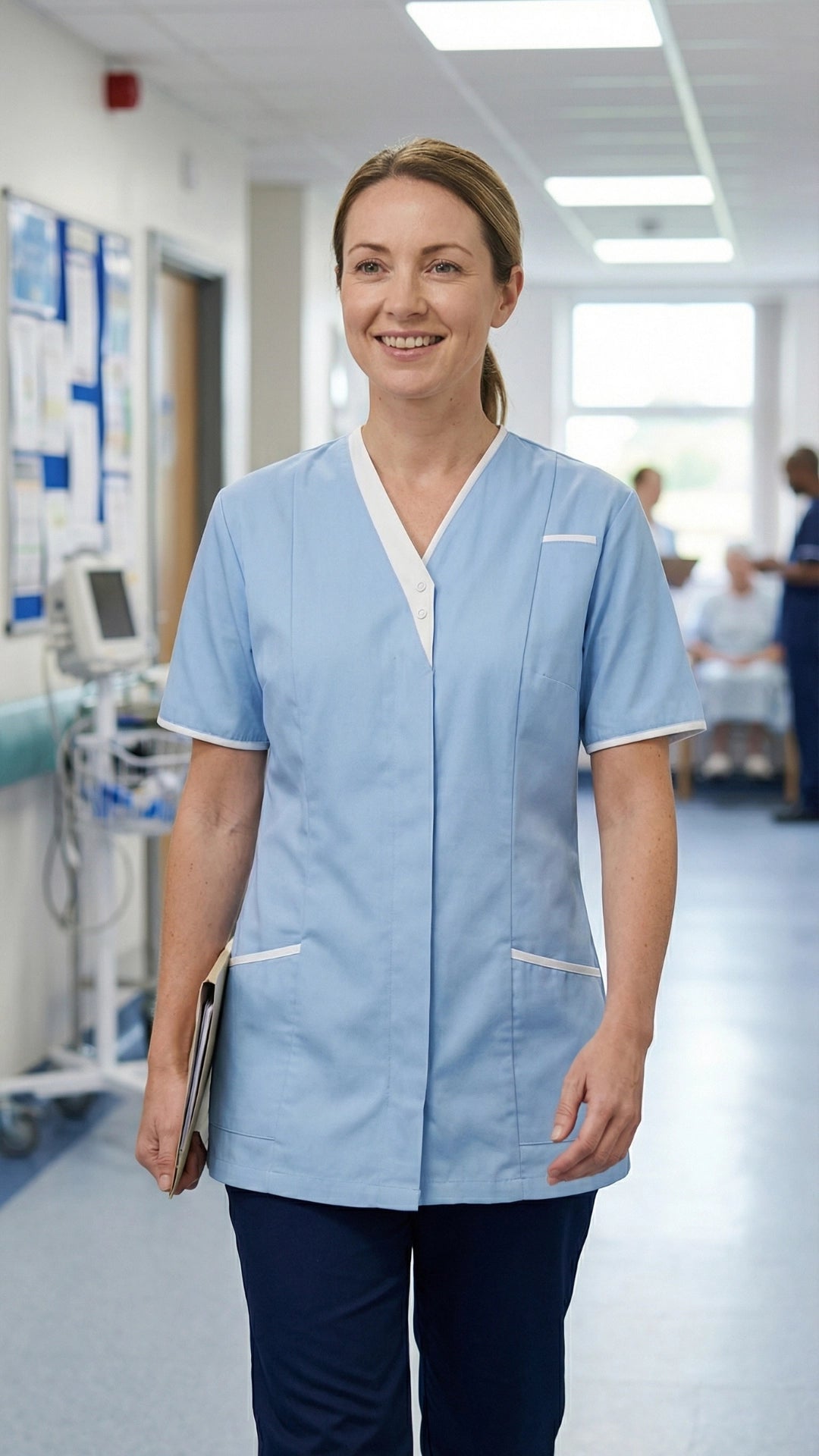Women’s Sky Blue Healthcare Tunic with Contrast Trim