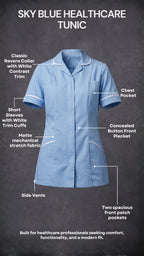 Women's Hospital Blue Healthcare Tunic with White Trim – Professional Medical Uniform Top (Copy)