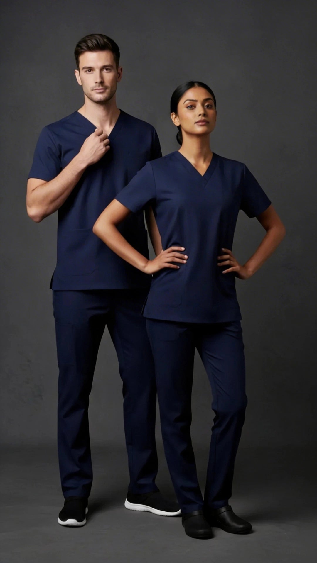 Navy Blue Unisex Scrub Tunic – V-Neck