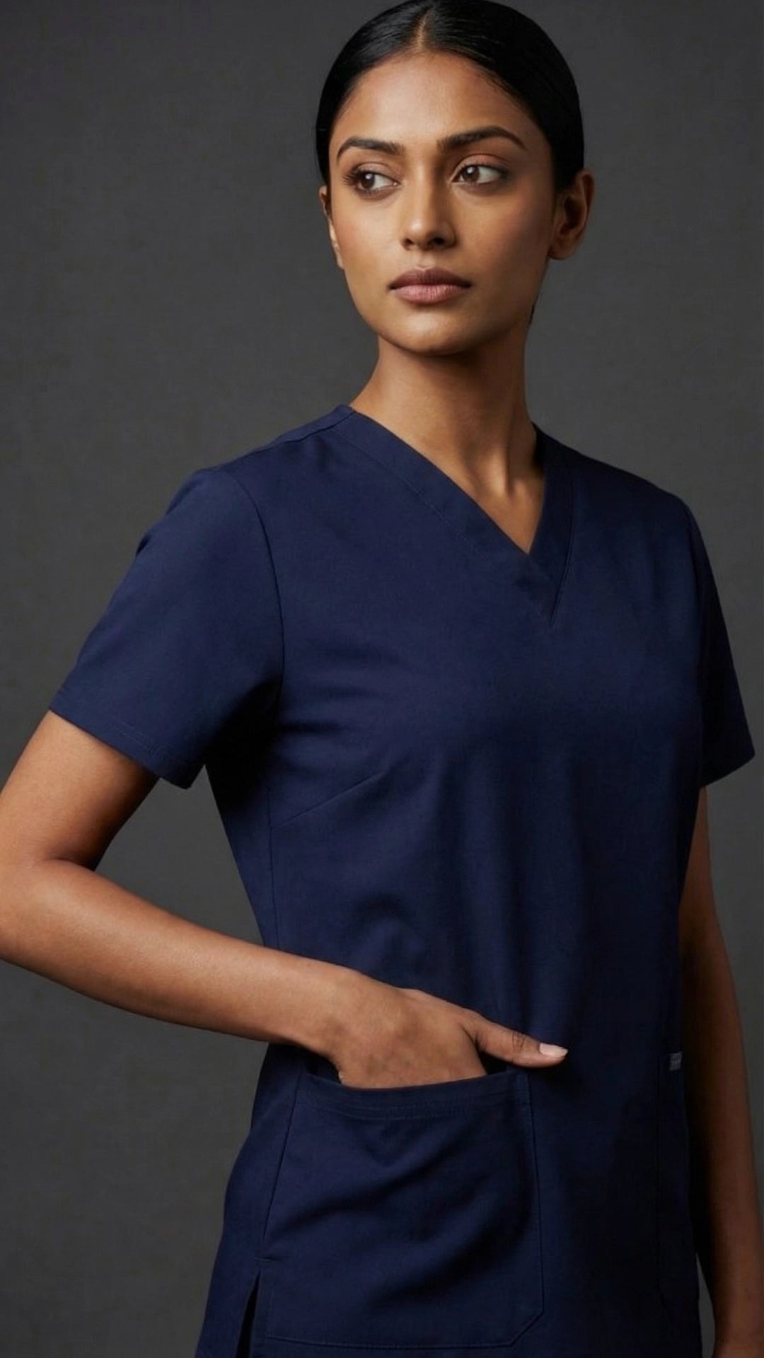 Navy Blue Unisex Scrub Tunic – V-Neck