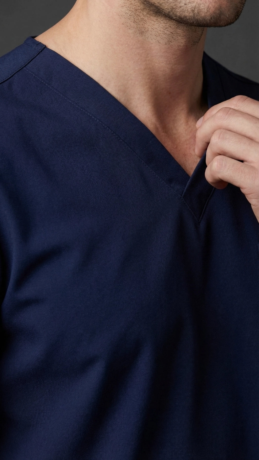 Navy Blue Unisex Scrub Tunic – V-Neck