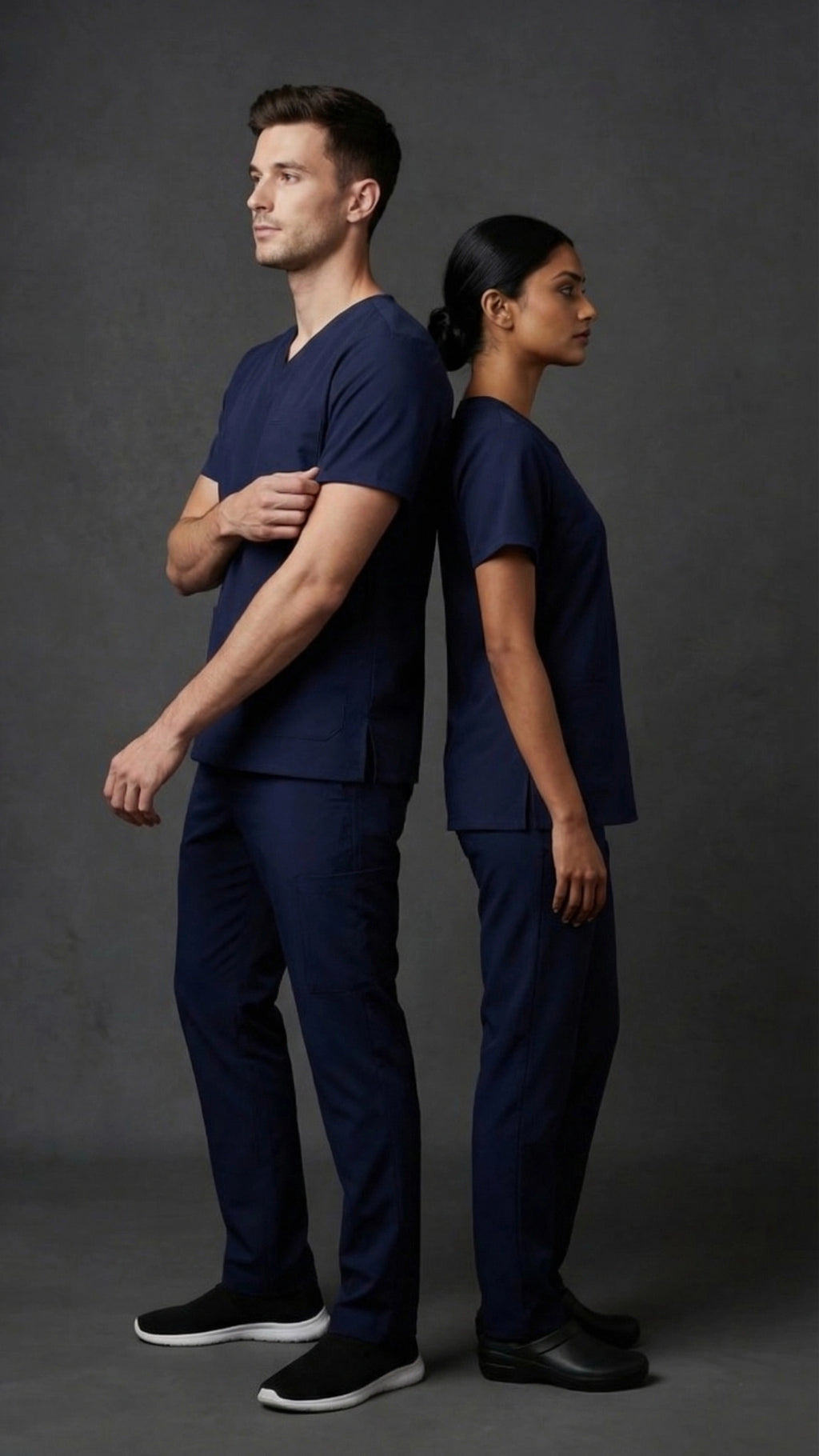 Navy Blue Unisex Scrub Tunic – V-Neck