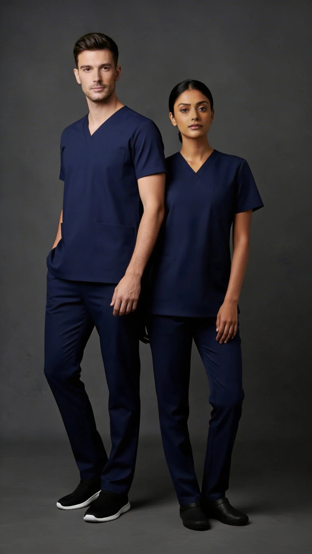 Navy Blue Unisex Scrub Tunic – V-Neck