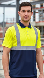 Hi Vis Two Tone Polo Shirt – Yellow/Navy | Class 1 Reflective Safety Workwear