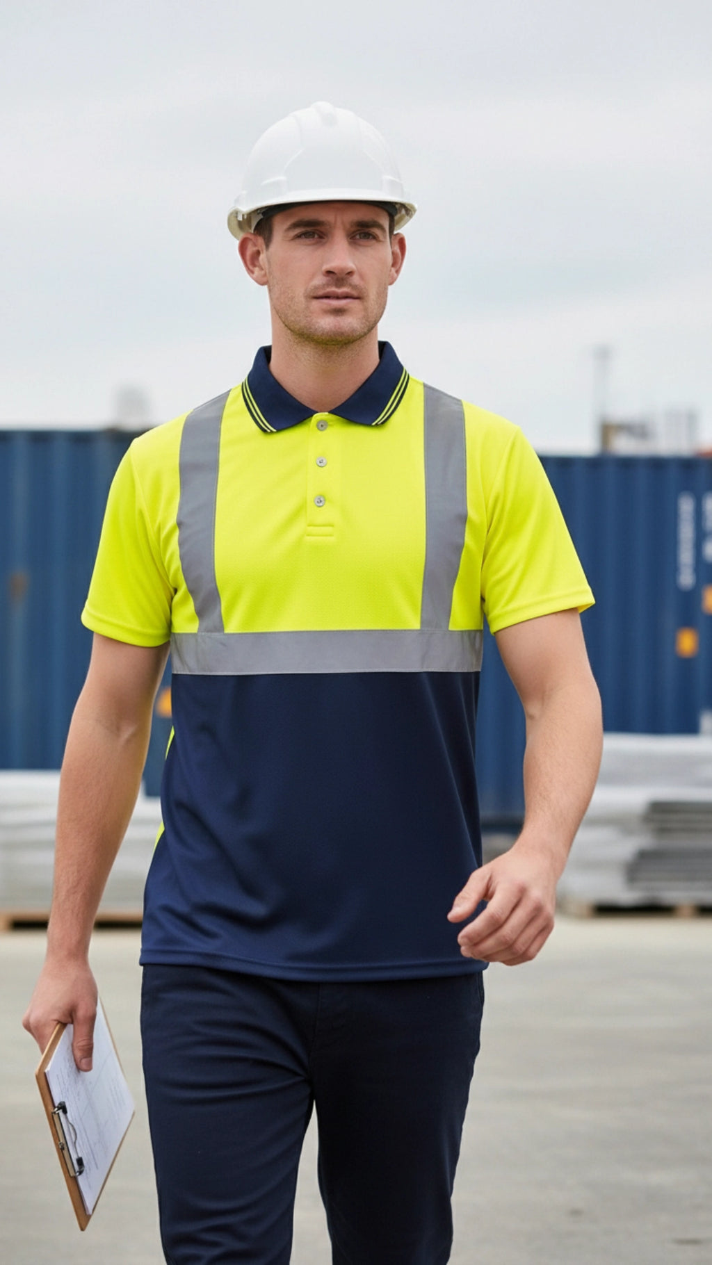 Hi Vis Two Tone Polo Shirt – Yellow/Navy | Class 1 Reflective Safety Workwear