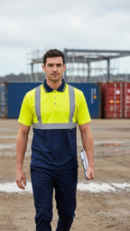 Hi Vis Two Tone Polo Shirt – Yellow/Navy | Class 1 Reflective Safety Workwear