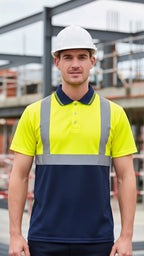 Hi Vis Two Tone Polo Shirt – Yellow/Navy | Class 1 Reflective Safety Workwear