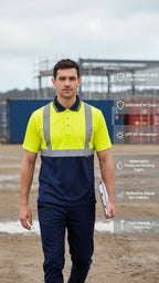 Hi Vis Two Tone Polo Shirt – Yellow/Navy | Class 1 Reflective Safety Workwear