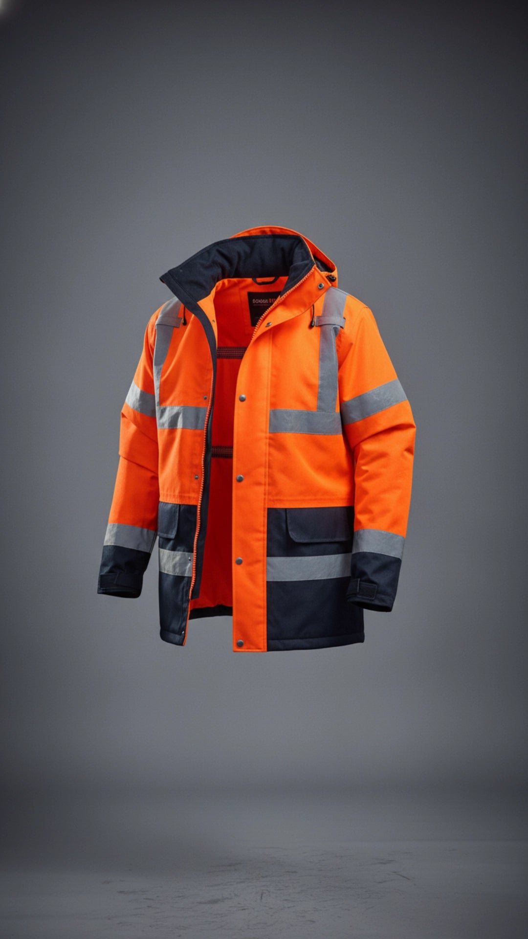 Portwest Hi-Vis Contrast Traffic Jacket – Orange/Navy | Class 3 Rail Waterproof Jacket