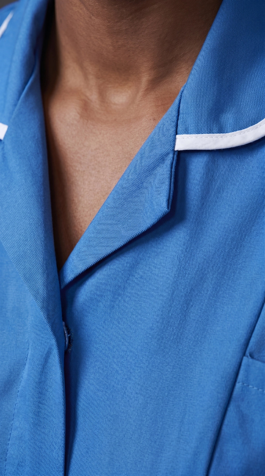 Women's Hospital Blue Healthcare Tunic with White Trim – Professional Medical Uniform Top