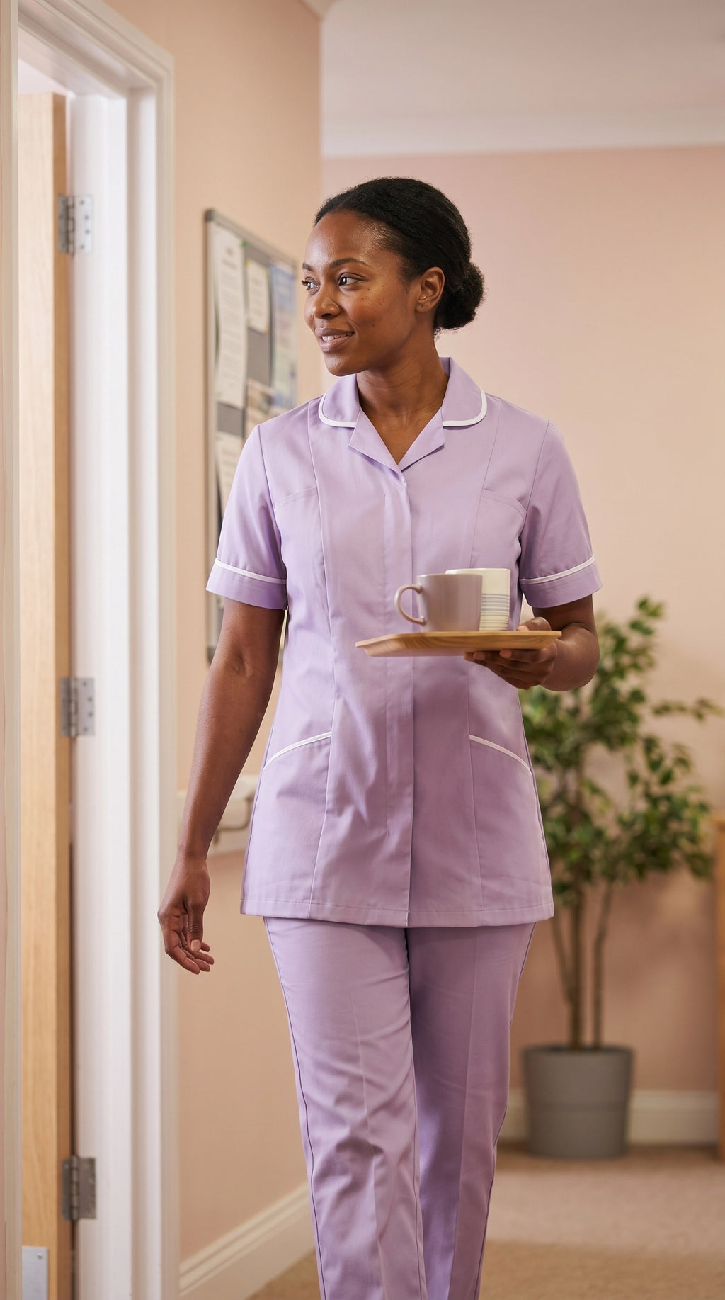 Women's Lilac Healthcare Tunic with White Trim – Professional Medical Uniform Top