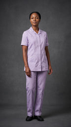 Women's Lilac Healthcare Tunic with White Trim – Professional Medical Uniform Top