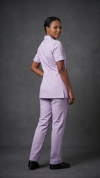 Women's Lilac Healthcare Tunic with White Trim – Professional Medical Uniform Top