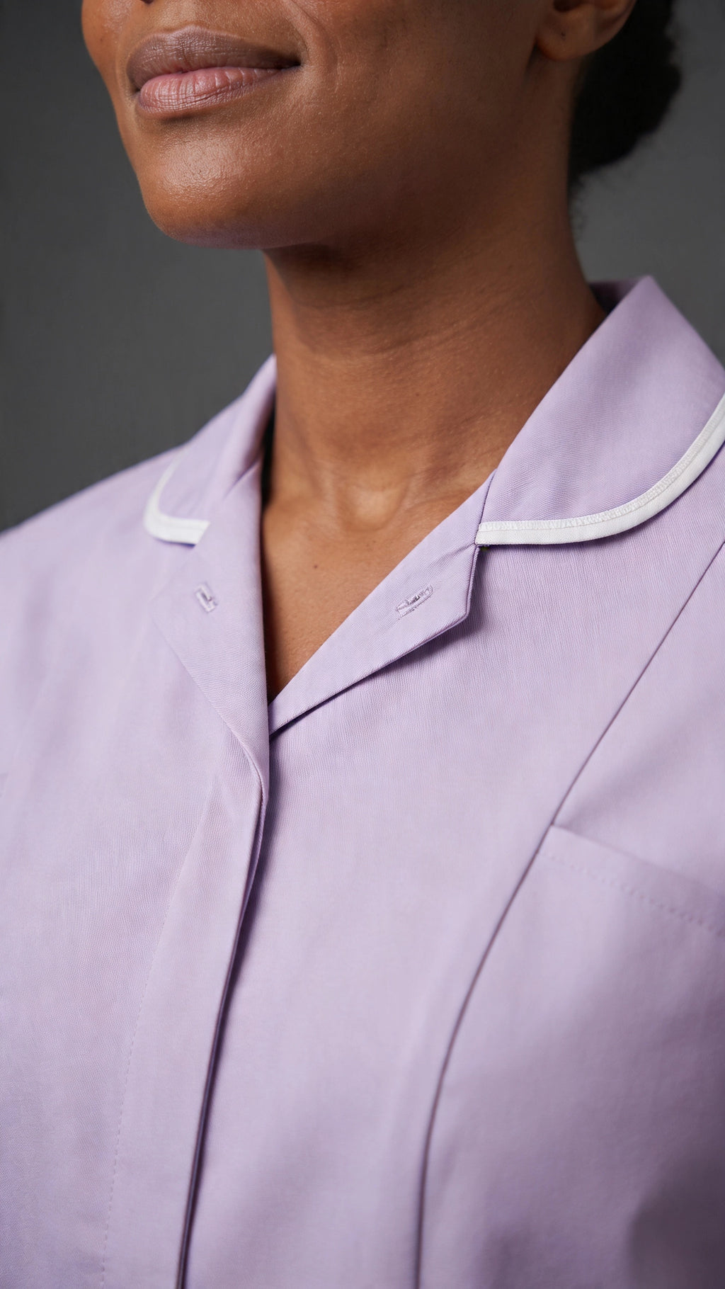 Women's Lilac Healthcare Tunic with White Trim – Professional Medical Uniform Top