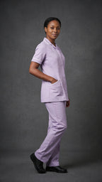 Women's Lilac Healthcare Tunic with White Trim – Professional Medical Uniform Top