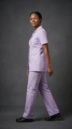 Women's Lilac Healthcare Tunic with White Trim – Professional Medical Uniform Top