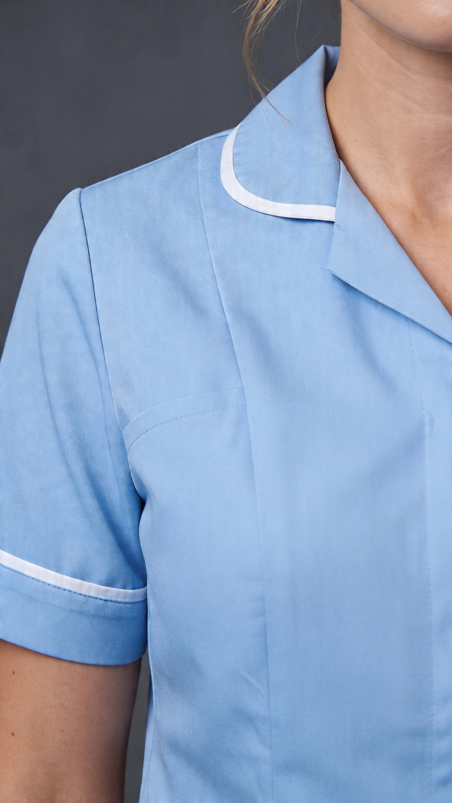Women's Hospital Blue Healthcare Tunic with White Trim – Professional Medical Uniform Top (Copy)