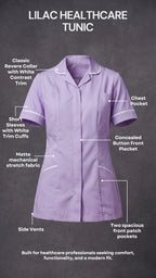 Women's Lilac Healthcare Tunic with White Trim – Professional Medical Uniform Top