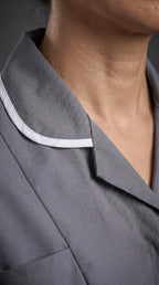 Women's Storm Grey Healthcare Tunic with White Trim – Professional Medical Uniform Top